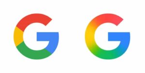 Logotipo colorido do Google em letras tridimensionais sobre a fachada de um prédio da empresa.