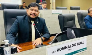 Vereador Rosinaldo Bual durante sessão na Câmara Municipal de Manaus.