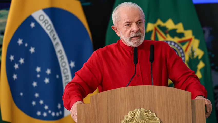 Presidente Luiz Inácio Lula da Silva durante cerimônia no Palácio do Planalto, em Brasília.