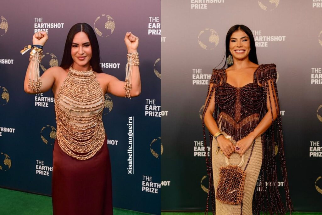 Isabelle Nogueira e Marciele Albuquerque no tapete verde do Earthshot Prize no Rio de Janeiro