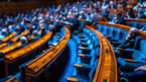 Plenário do Senado Federal com parlamentares durante sessão legislativa em Brasília.