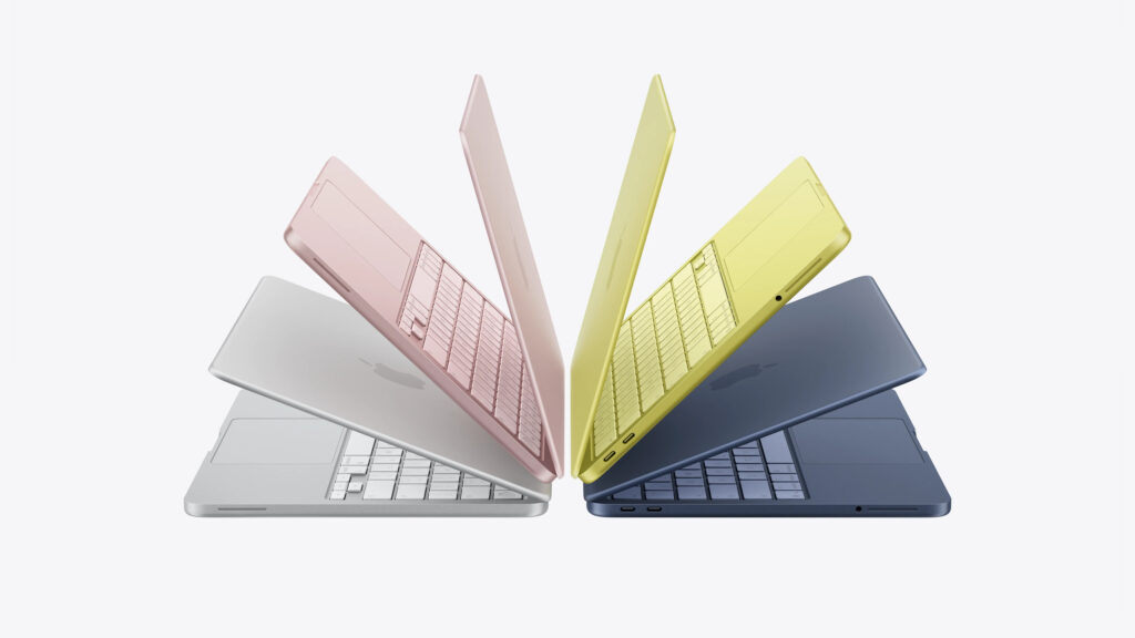 MacBook Neo da Apple exibido em quatro cores diferentes durante apresentação do novo notebook