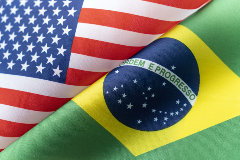 Ilustração sobre as tarifas dos EUA que afetam as exportações brasileiras.