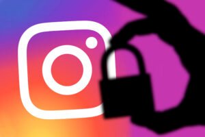 Logo do Instagram com cadeado; Meta AI pode criar imagens com seu rosto usando fotos públicas do perfil.