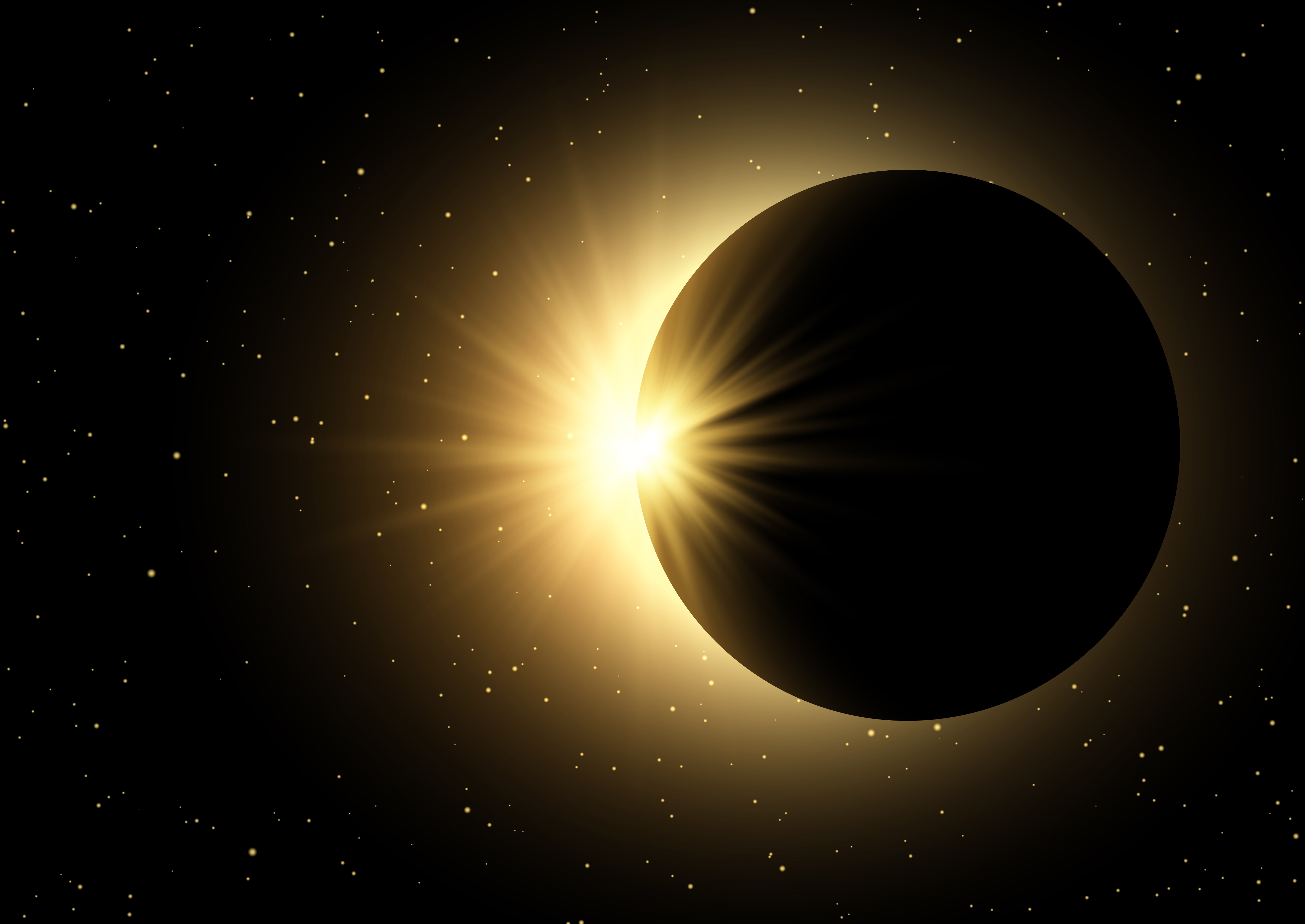 Imagem ilustrativa de um eclipse solar com o Sol parcialmente encoberto pela Lua.