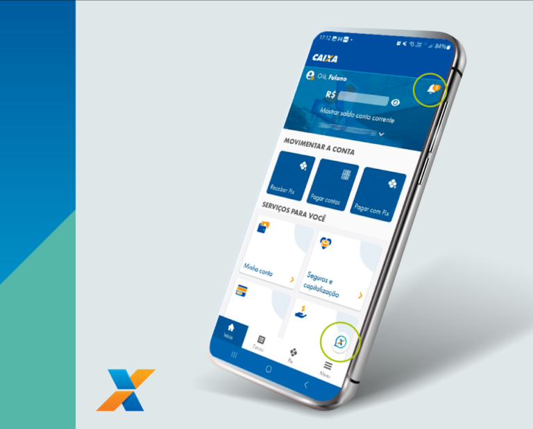 Tela de celular com aplicativo da Caixa Econômica Federal.