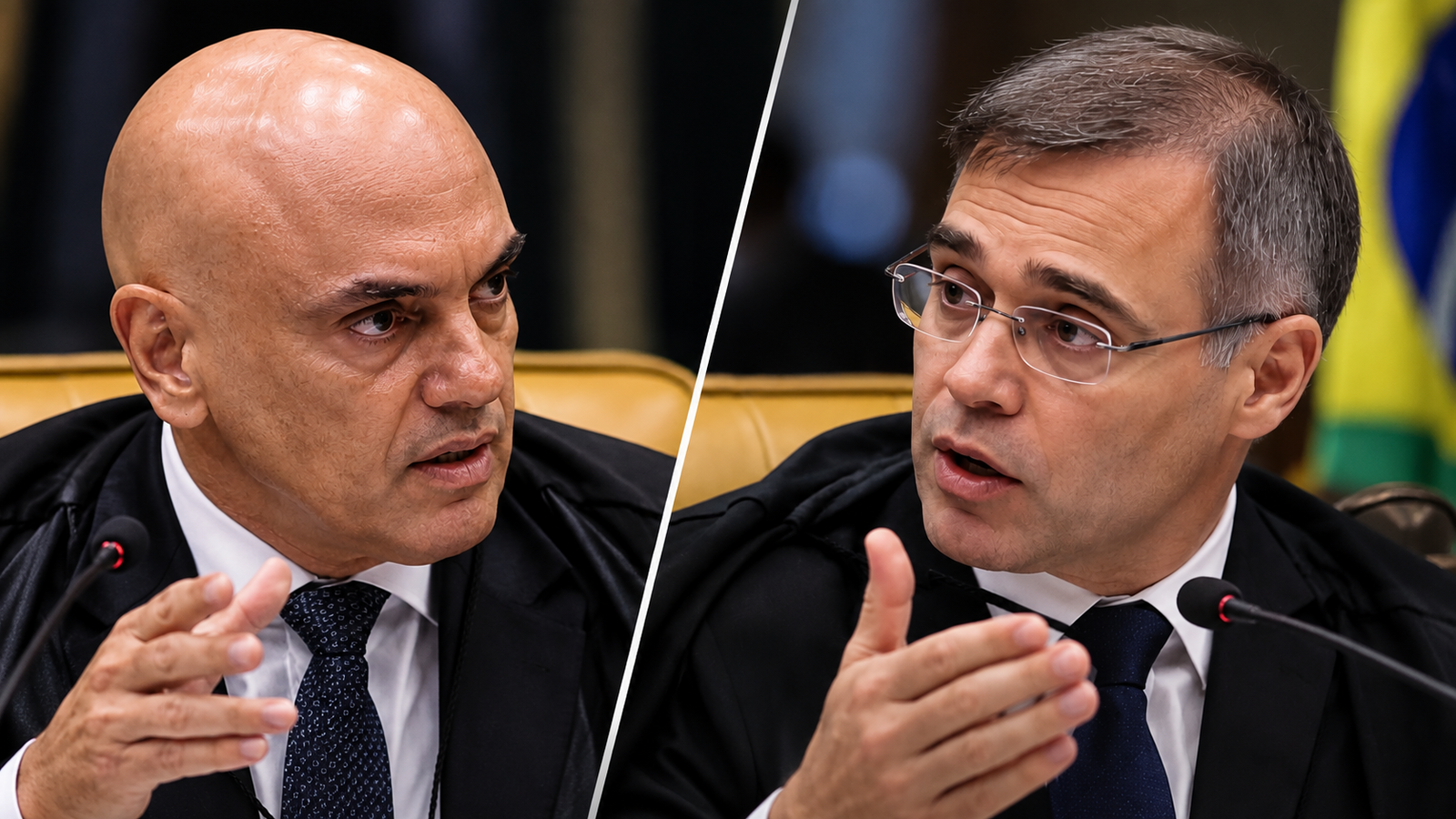Alexandre de Moraes e André Mendonça durante sessão do STF