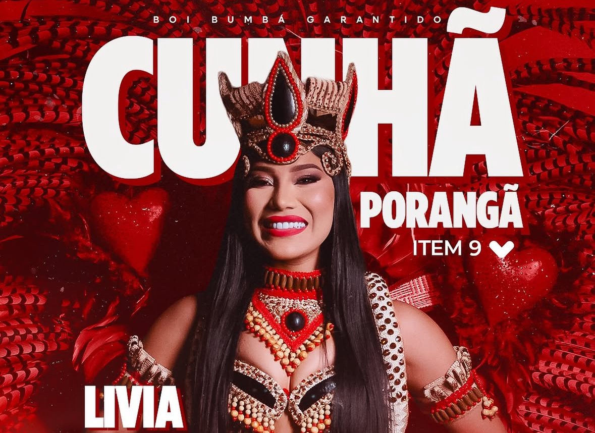 Lívia Cristina com indumentária de cunhã-poranga do Boi Garantido